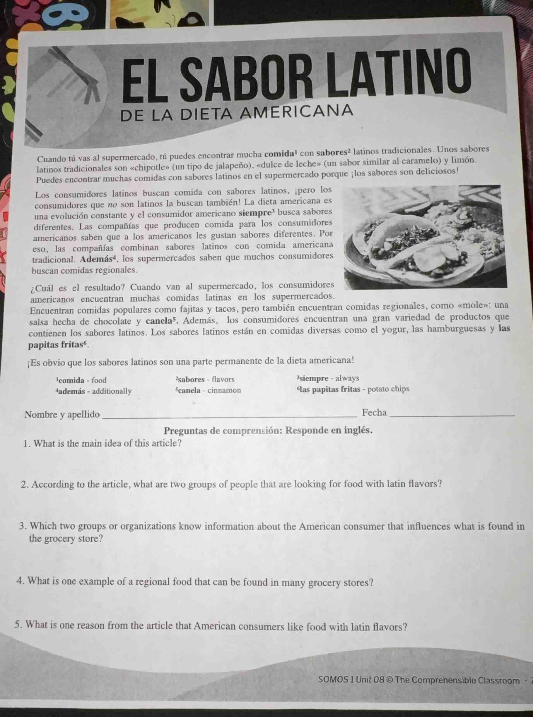 el sabor latino de la dieta americana cuando tú vas al supermercado, tú…