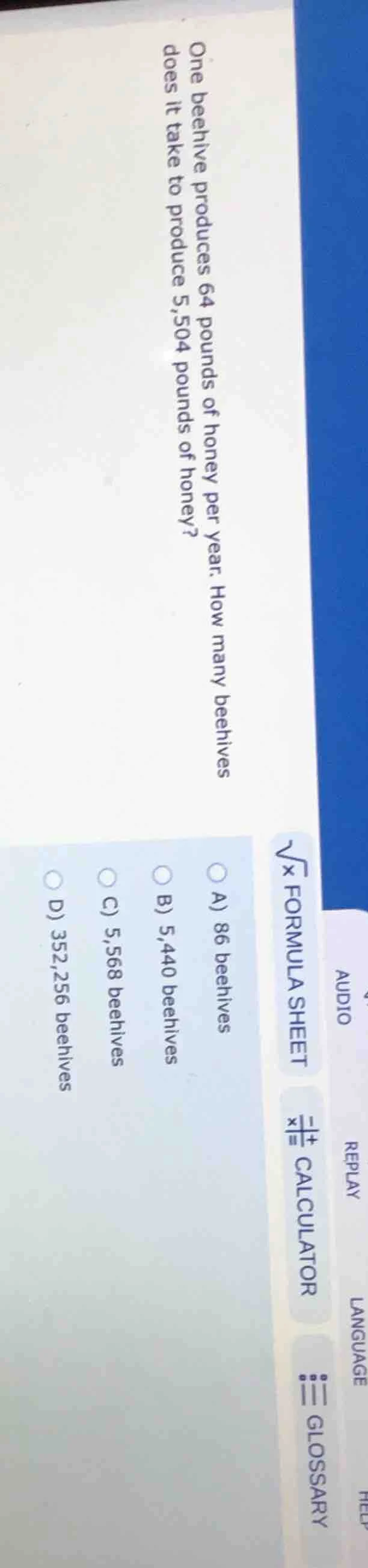 one beehive produces 64 pounds of honey per year. how many beehives doe…