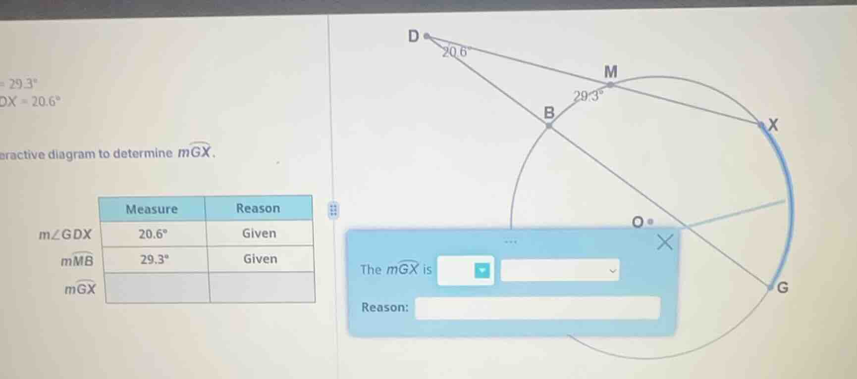 = 29.3° dx = 20.6° ractive diagram to determine ( moverarc{gx} ). ( man…