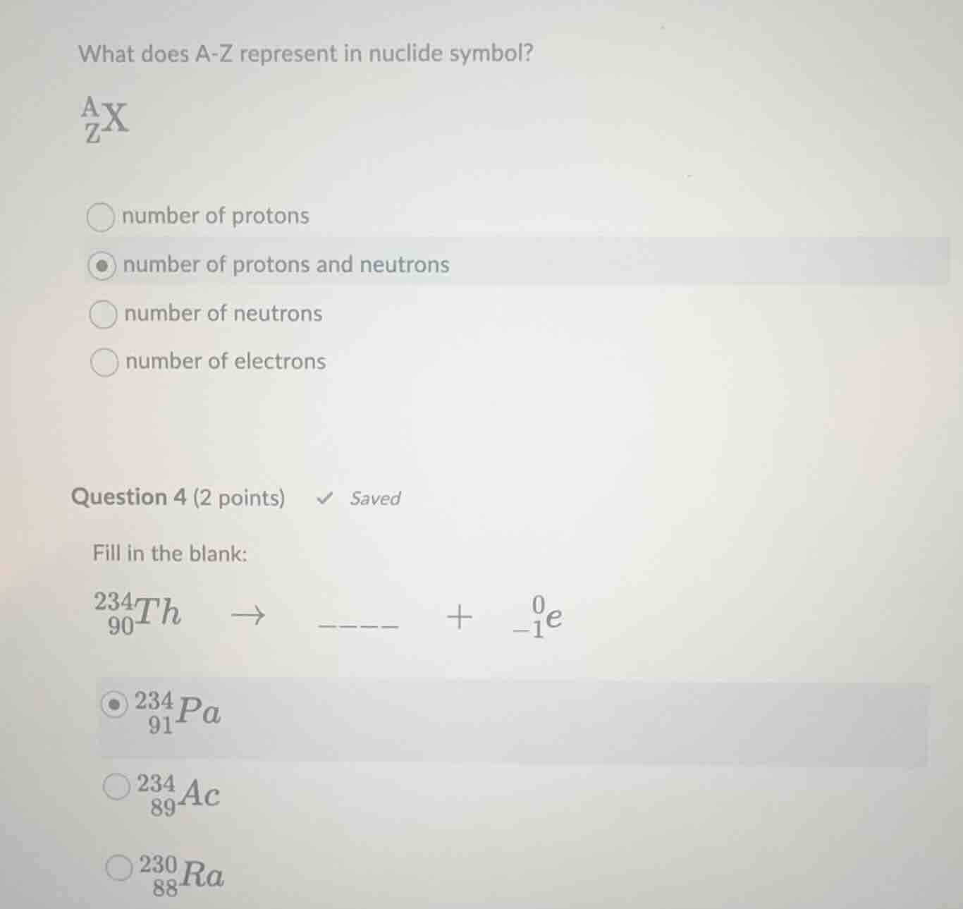 what does a - z represent in nuclide symbol? \\(_{z}^{a}x\\) \\(\\bigci…