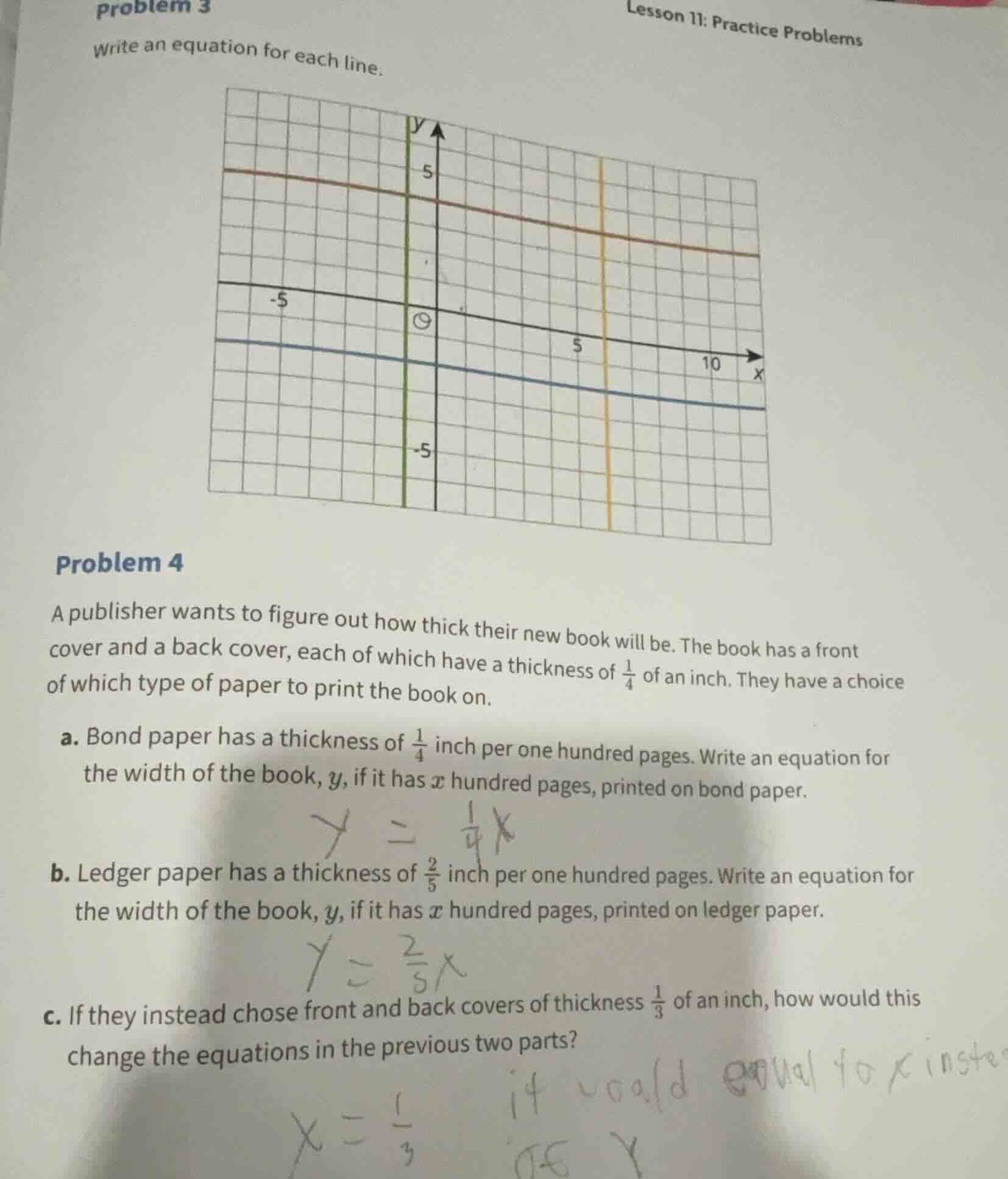 problem 3 write an equation for each line. graph omitted problem 4 a pu…