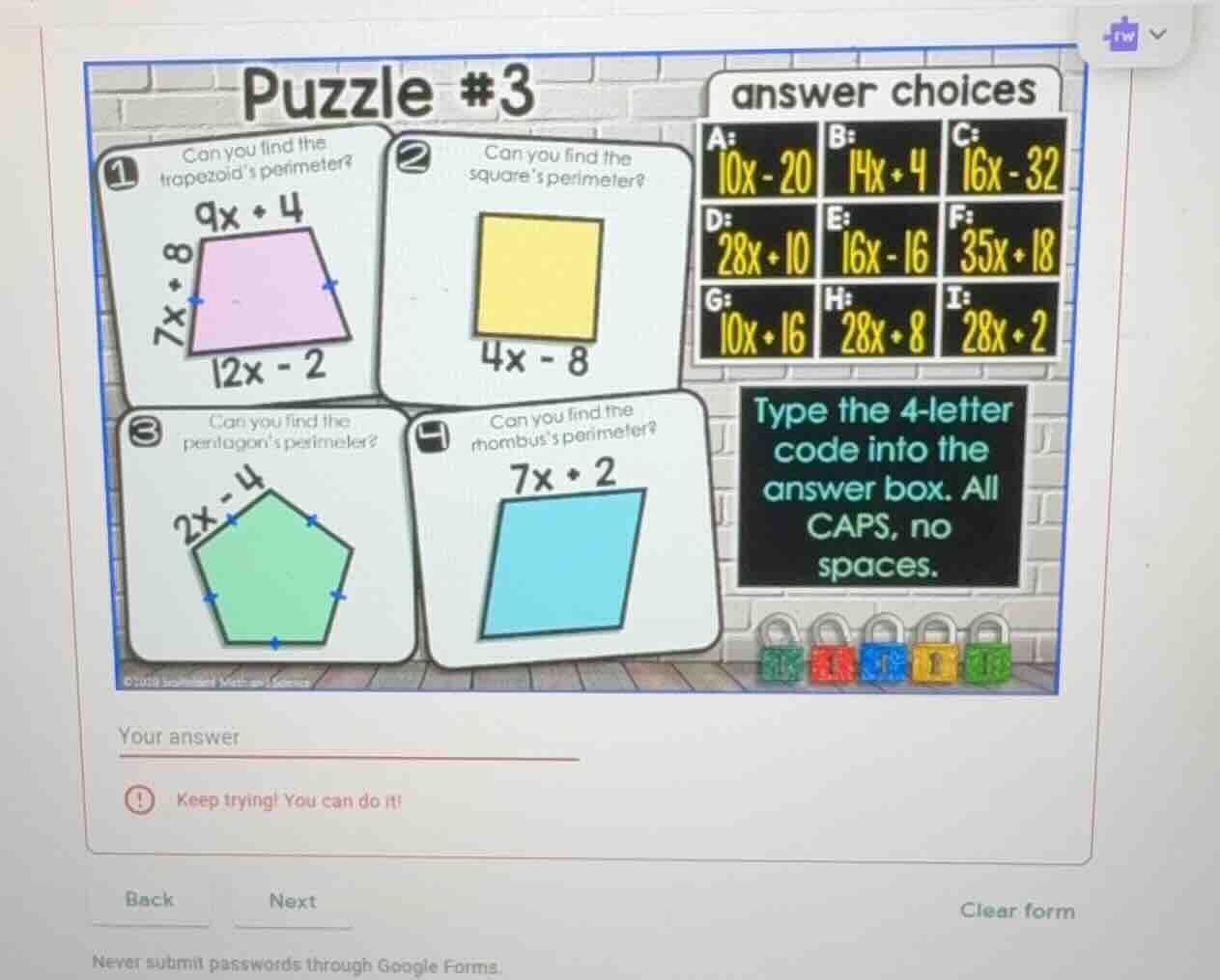 puzzle #3 1 can you find the trapezoid’s perimeter? $9x + 4$, $7x + 8$,…