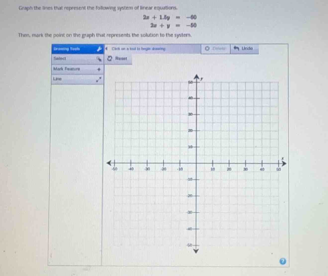 graph the lines that represent the following system of linear equations…
