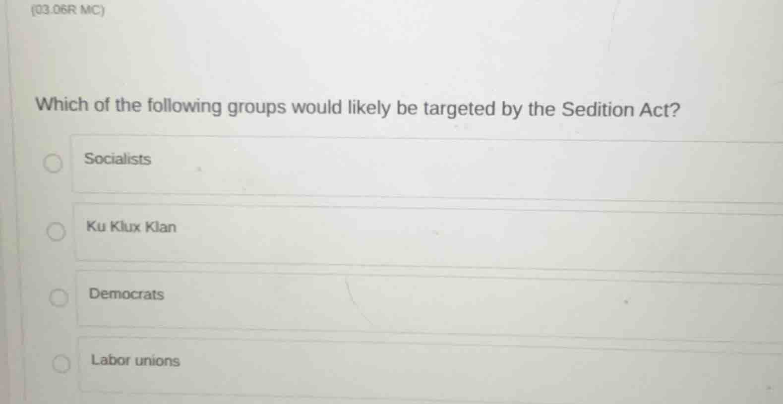 (03.06r mc) which of the following groups would likely be targeted by t…