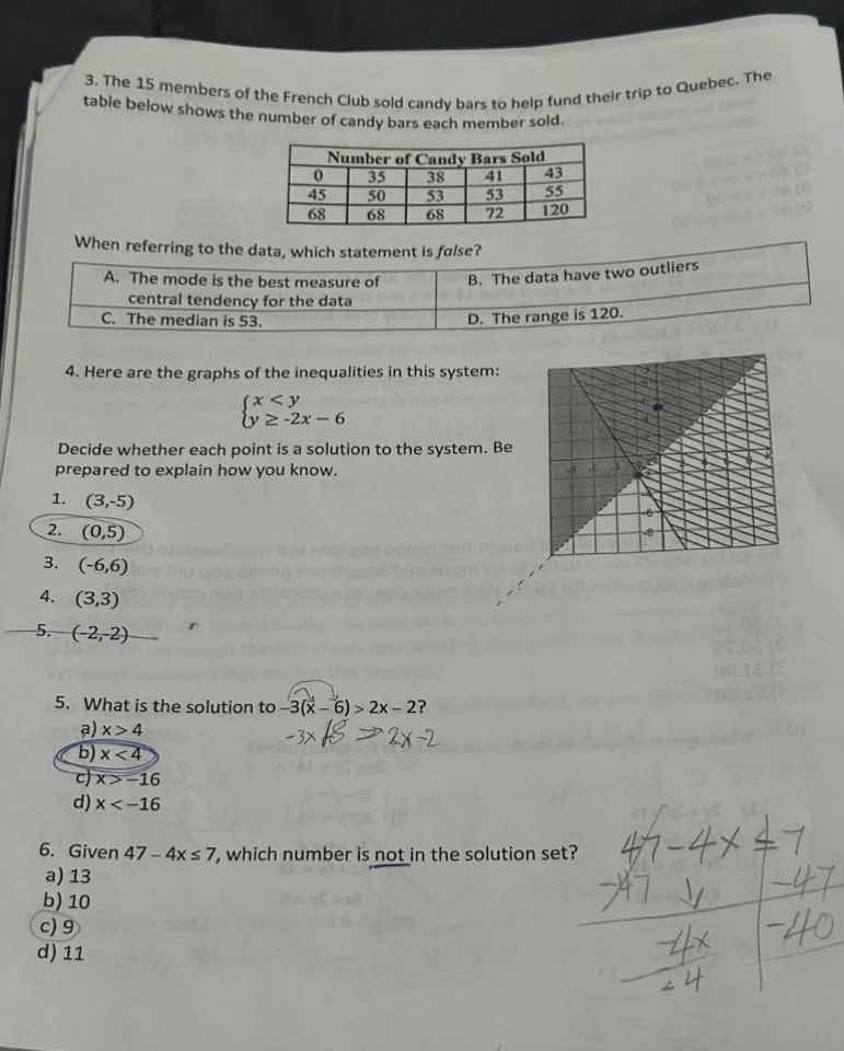 3. the 15 members of the french club sold candy bars to help fund their…