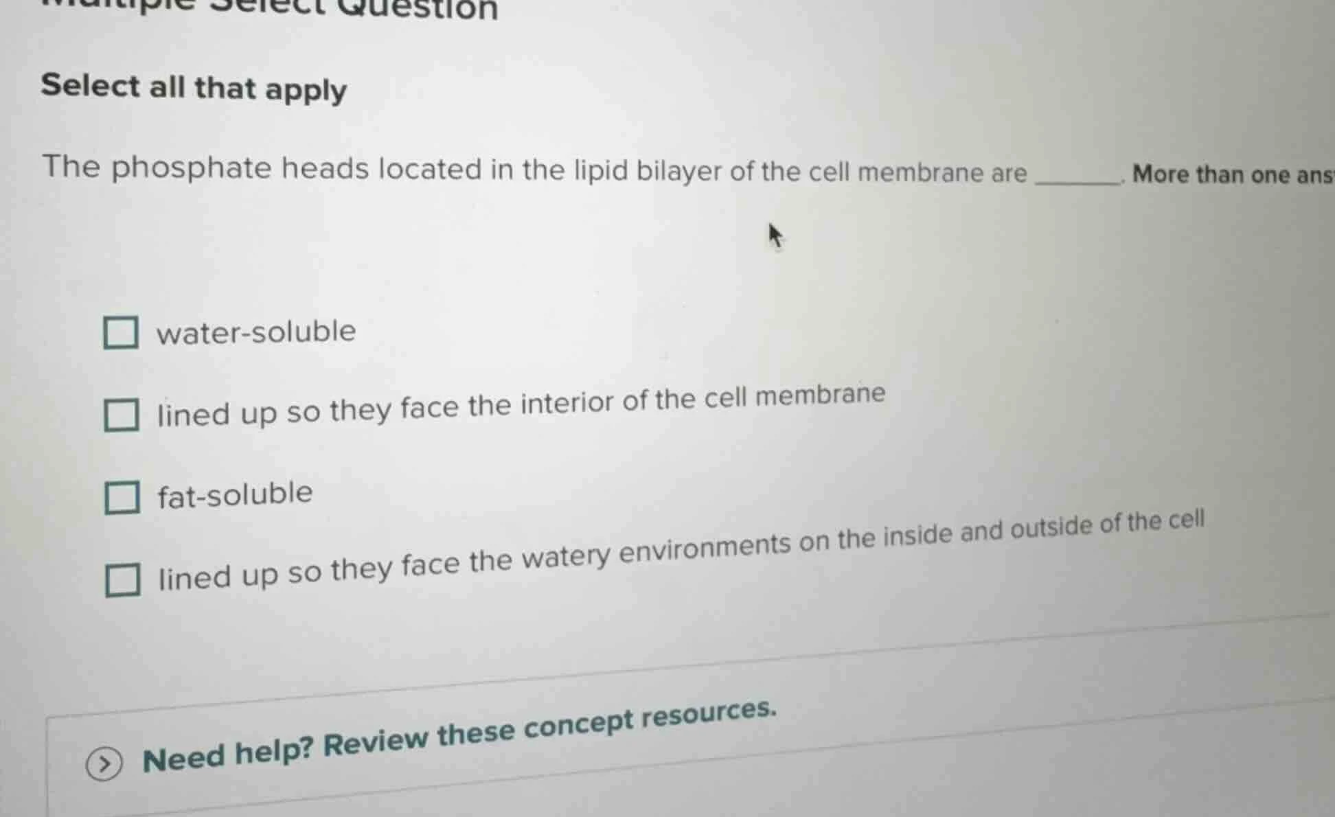 multiple select question select all that apply the phosphate heads loca…