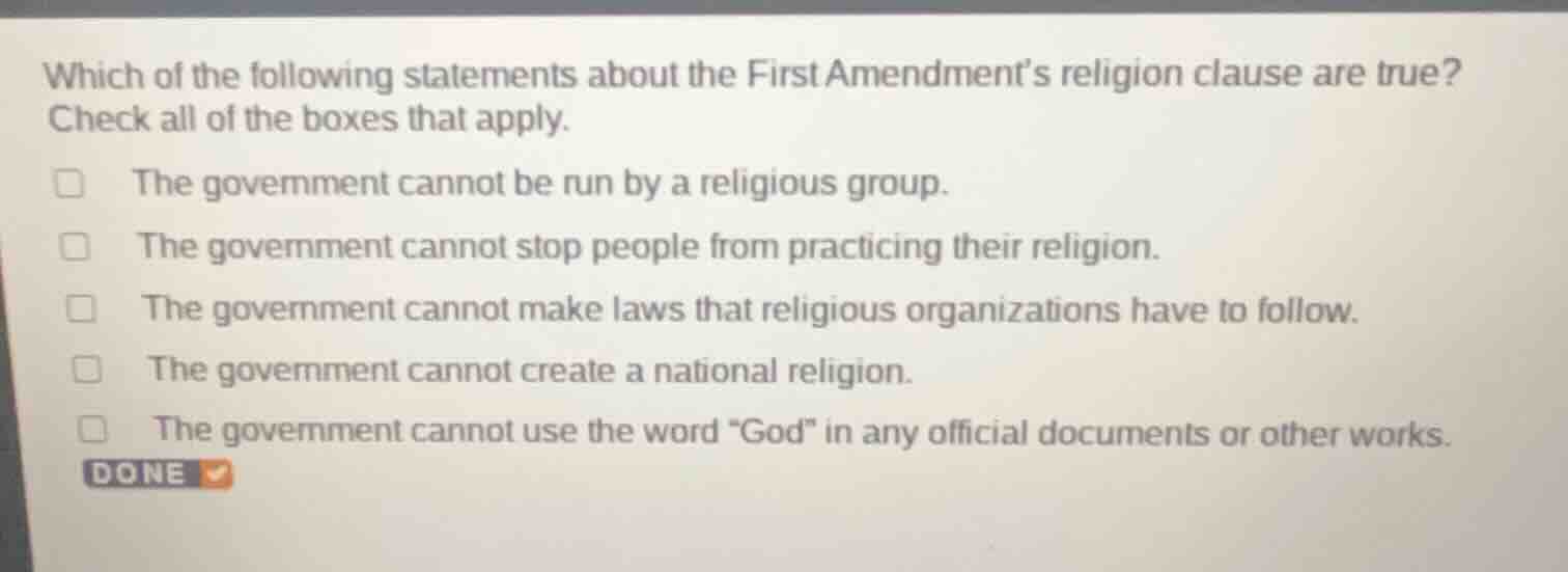 which of the following statements about the first amendment’s religion …
