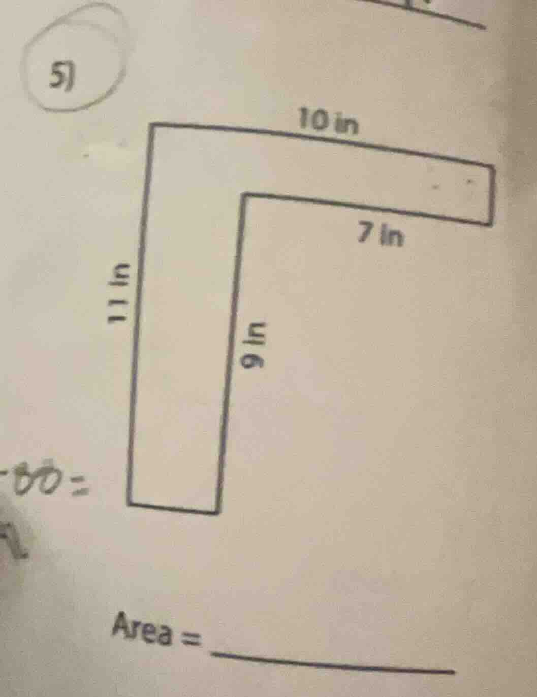5) 10 in 7 in 11 in 9 in area =