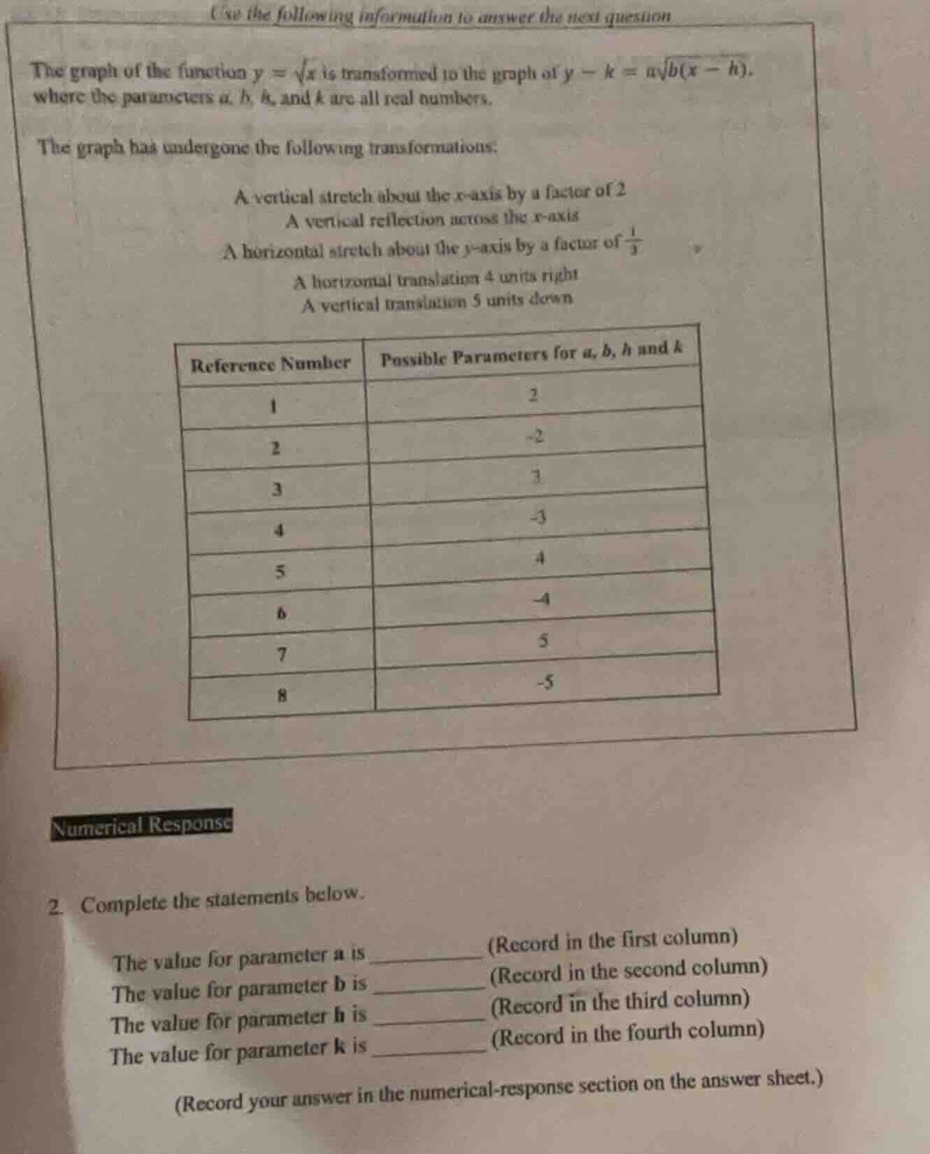 use the following information to answer the next question the graph of …