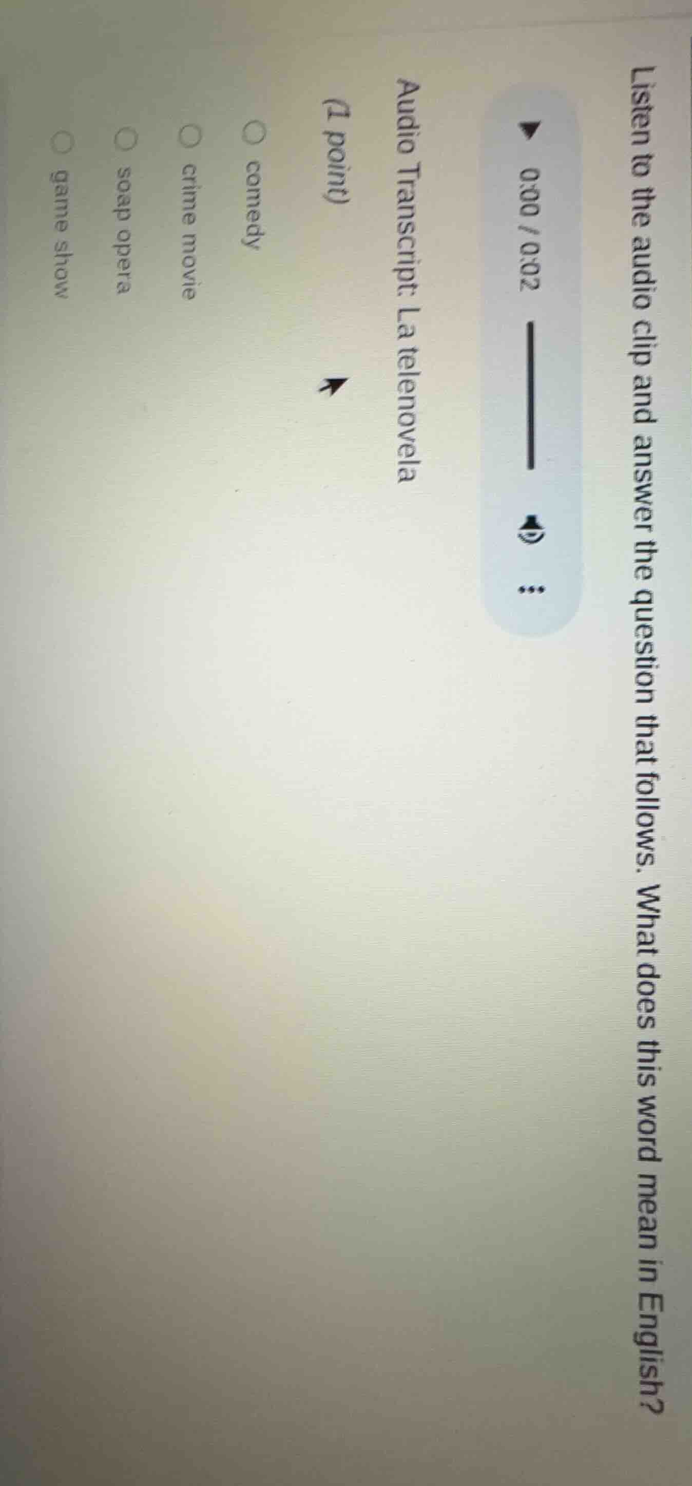 listen to the audio clip and answer the question that follows. what doe…