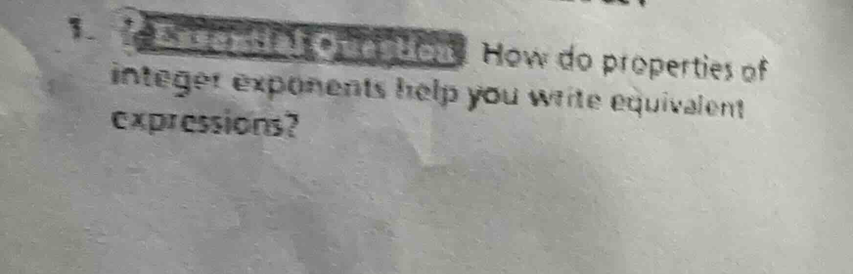 1. essential question how do properties of integer exponents help you w…