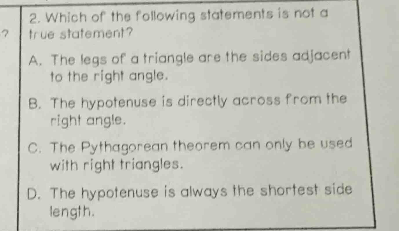 2. which of the following statements is not a true statement? a. the le…