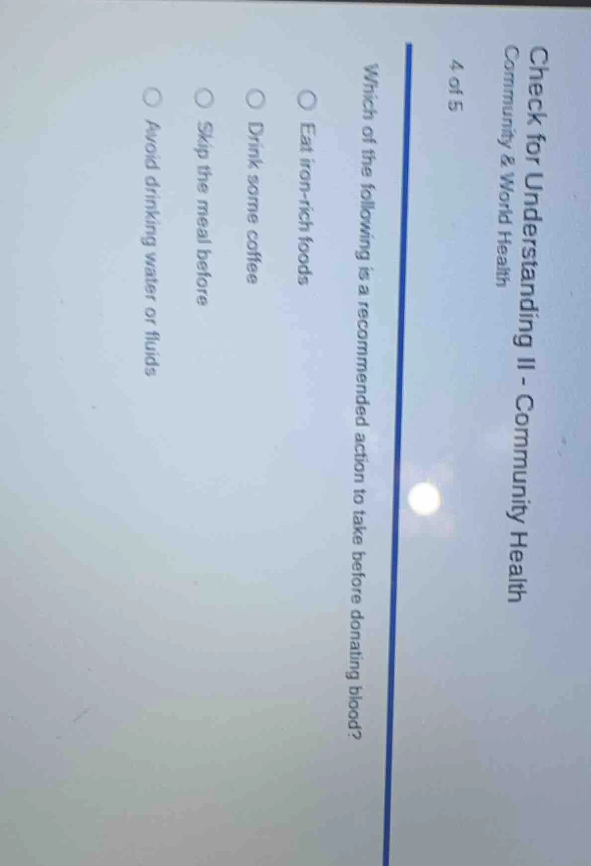 check for understanding ii - community health community & world health …