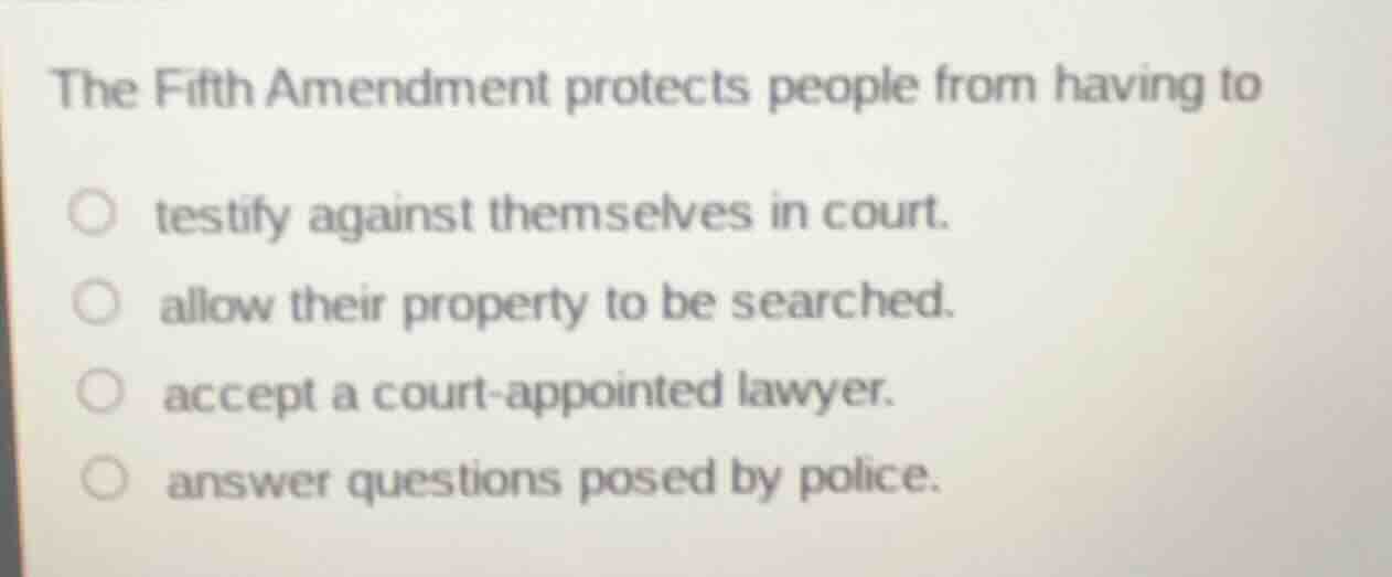 the fifth amendment protects people from having to testify against them…