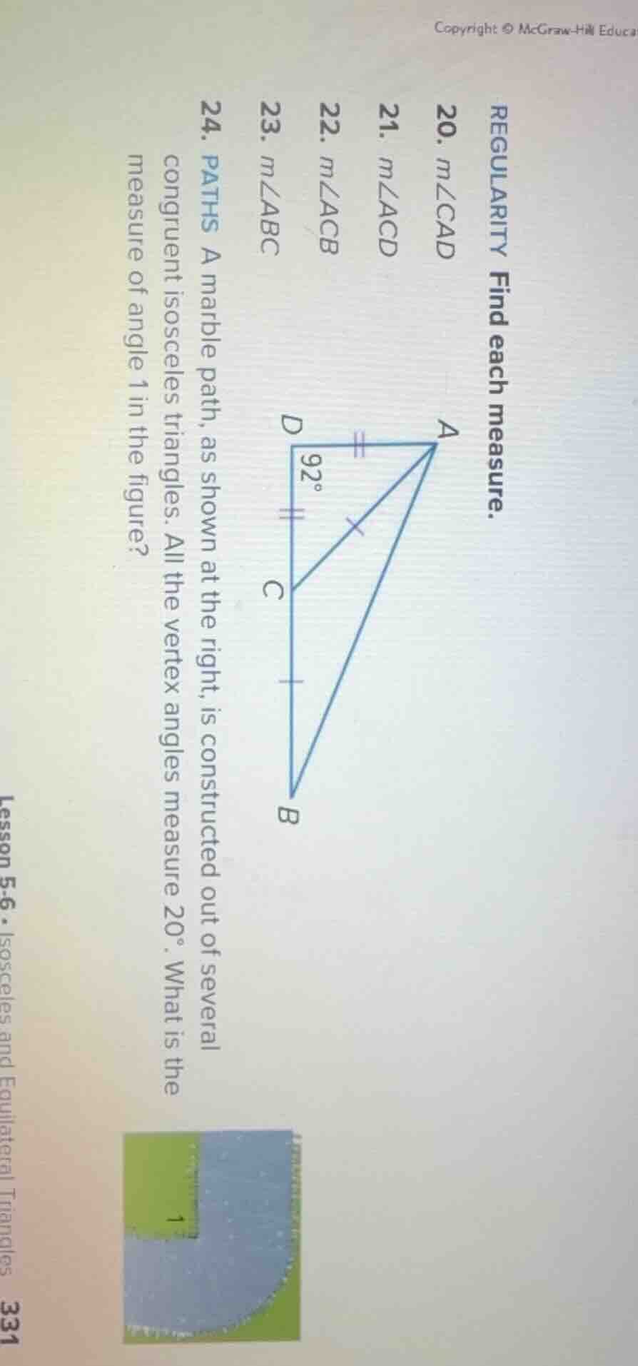 regularity find each measure. 20. ( mangle cad ) 21. ( mangle acd ) 22.…