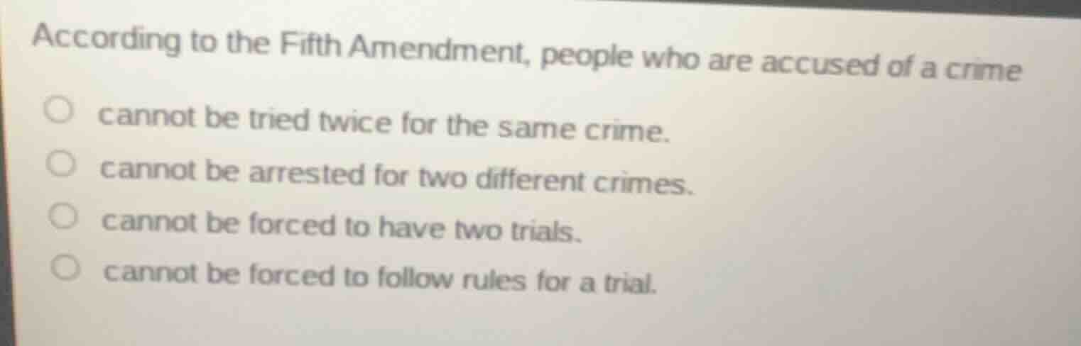 according to the fifth amendment, people who are accused of a crime can…