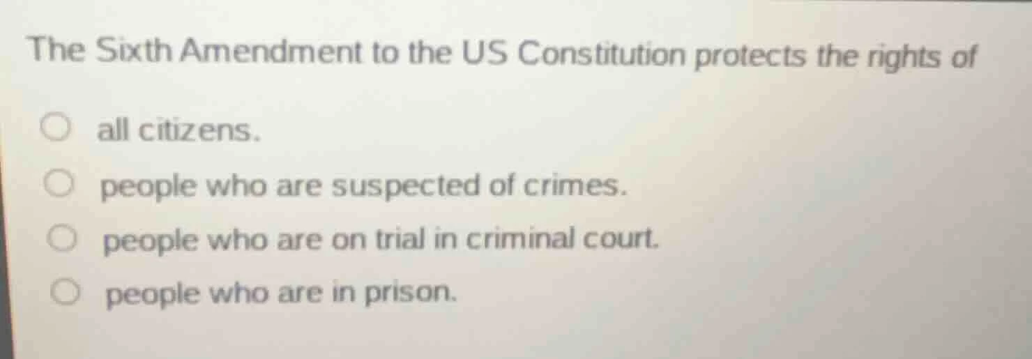 the sixth amendment to the us constitution protects the rights of all c…