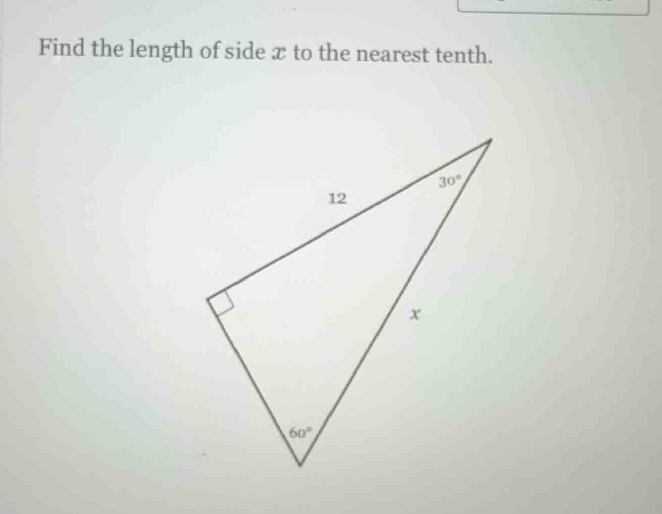 find the length of side ( x ) to the nearest tenth.