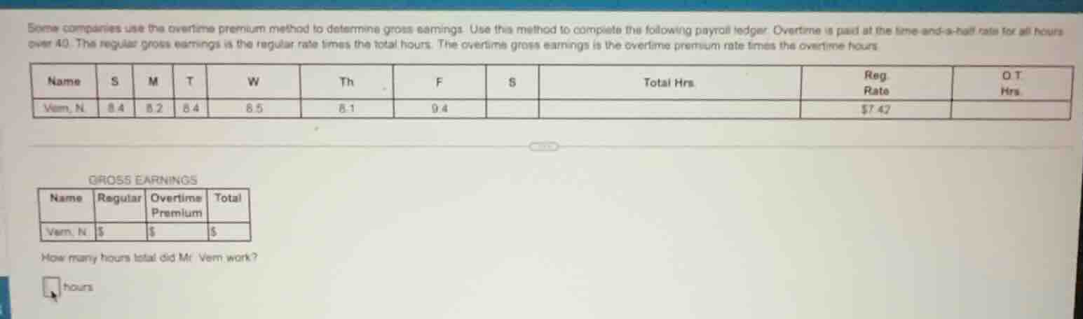 some companies use the overtime premium method to determine gross earni…