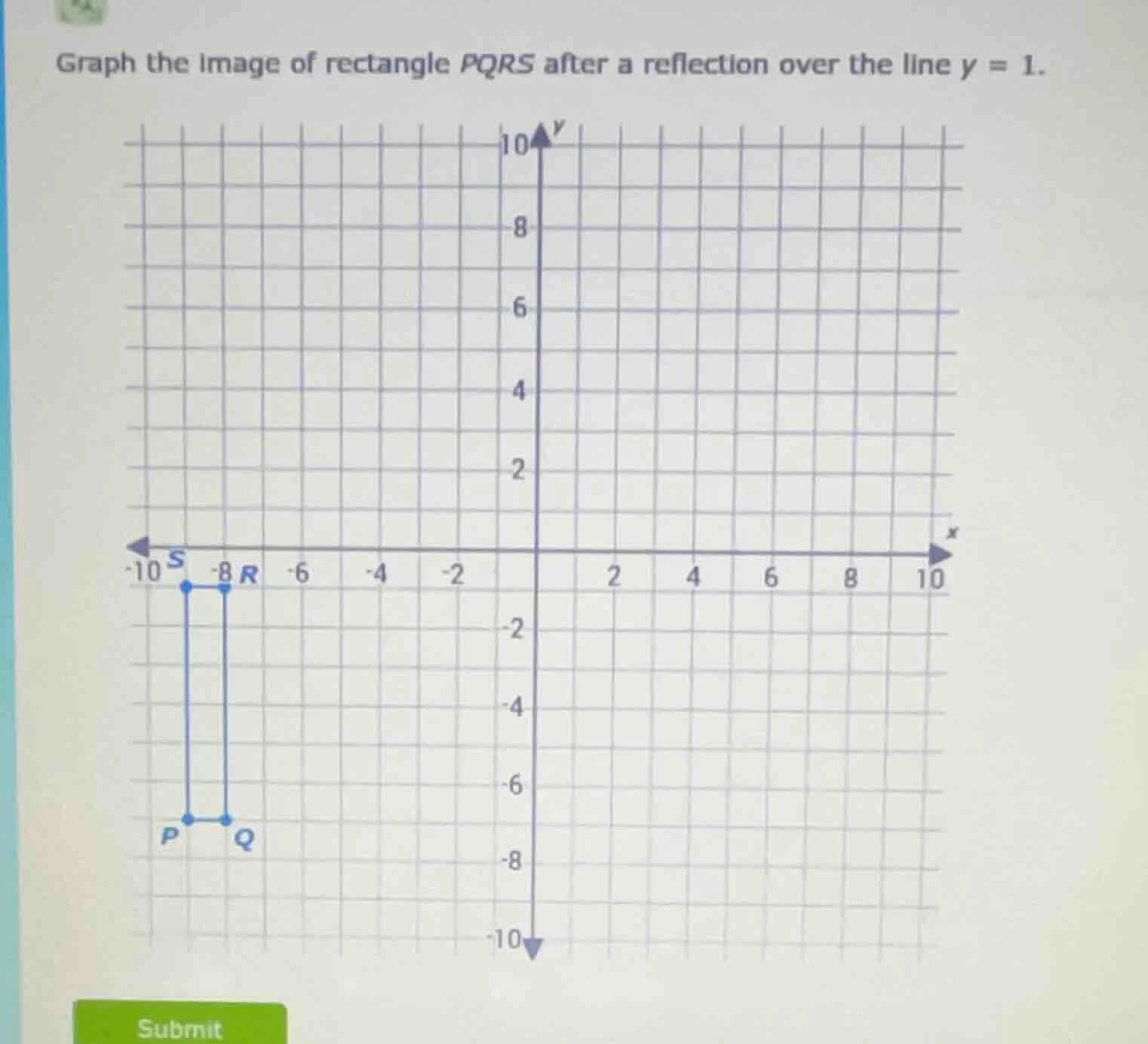 graph the image of rectangle pqrs after a reflection over the line y = …