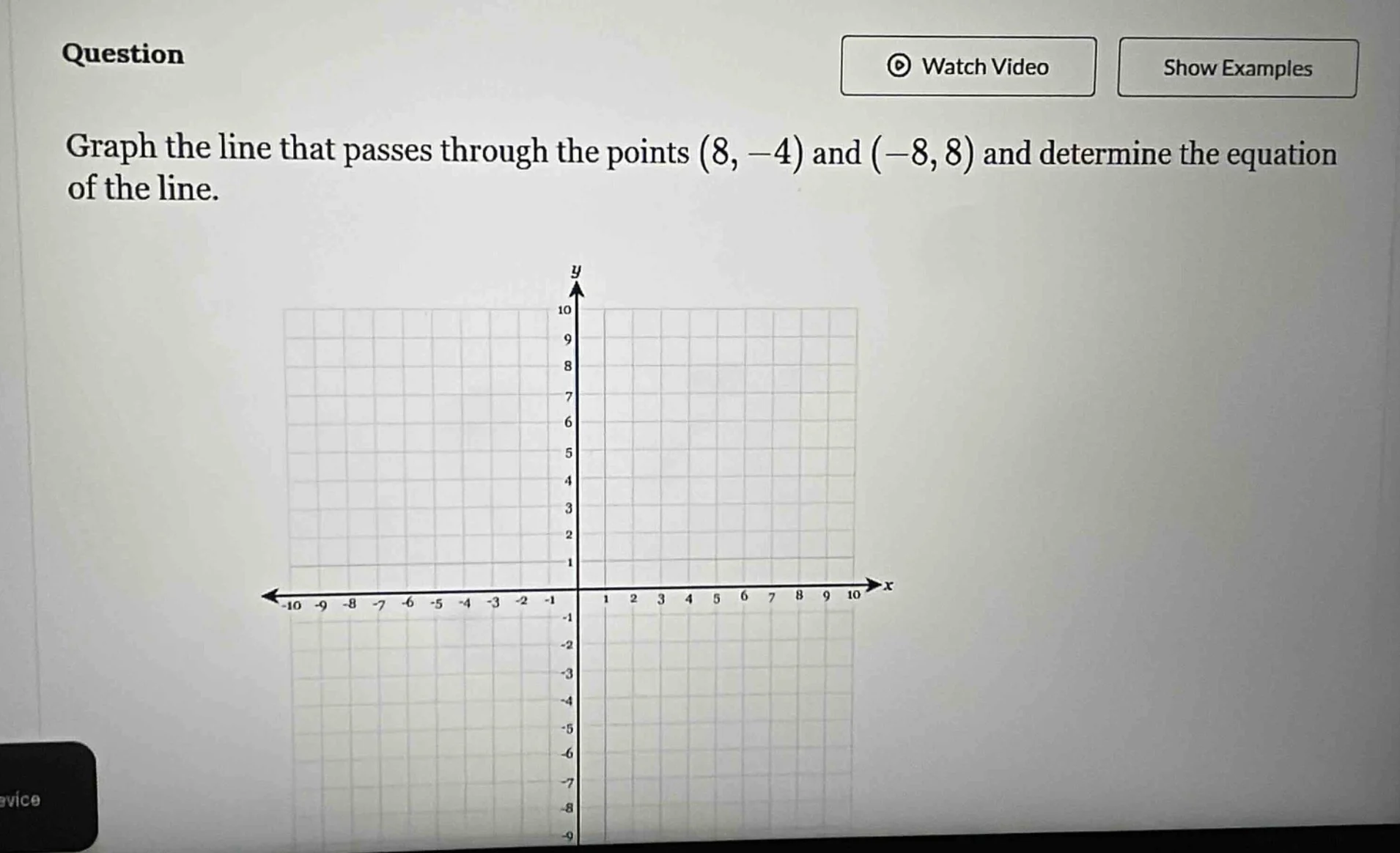 question graph the line that passes through the points (8, -4) and (-8,…