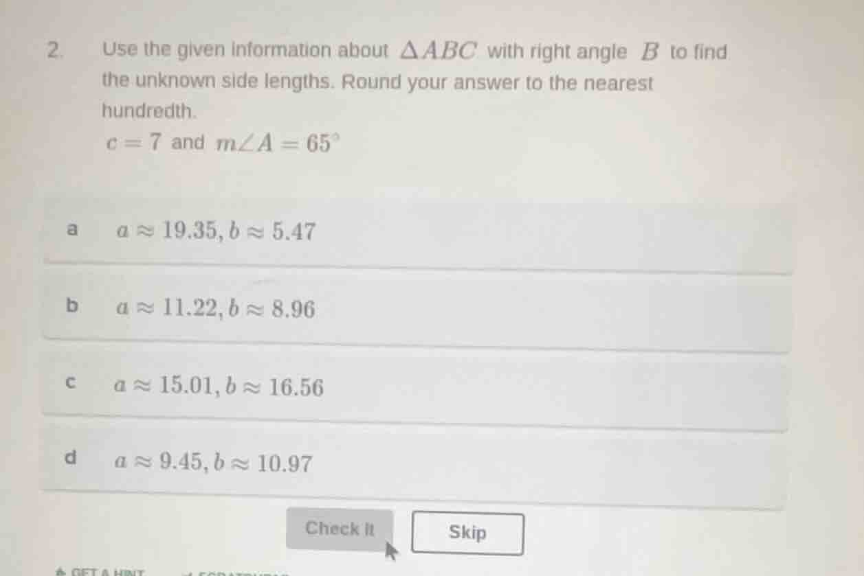 2. use the given information about $\\triangle abc$ with right angle $b…