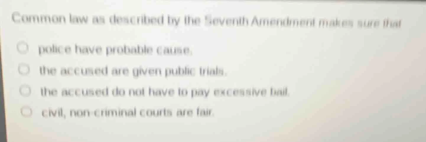 common law as described by the seventh amendment makes sure that police…