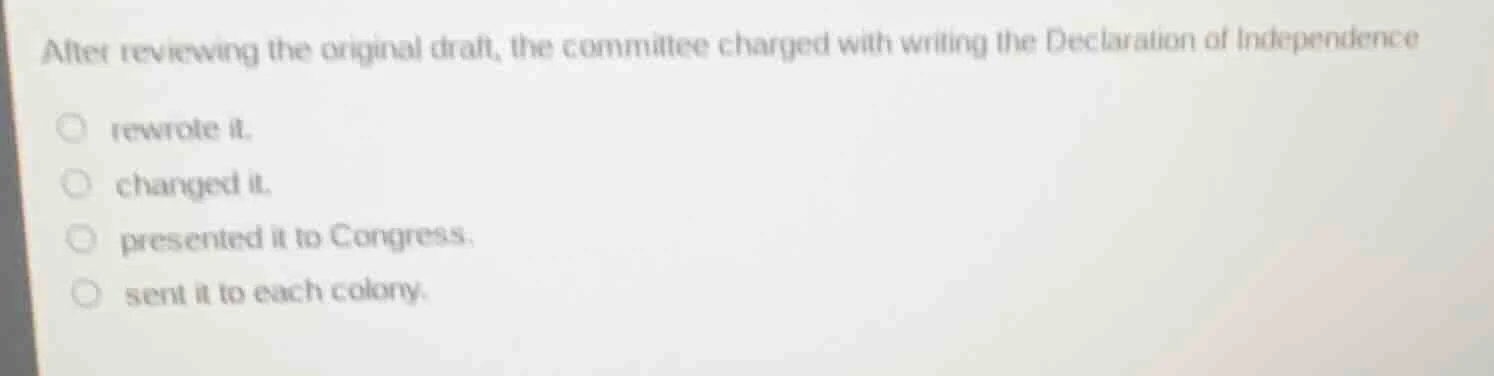 after reviewing the original draft, the committee charged with writing …