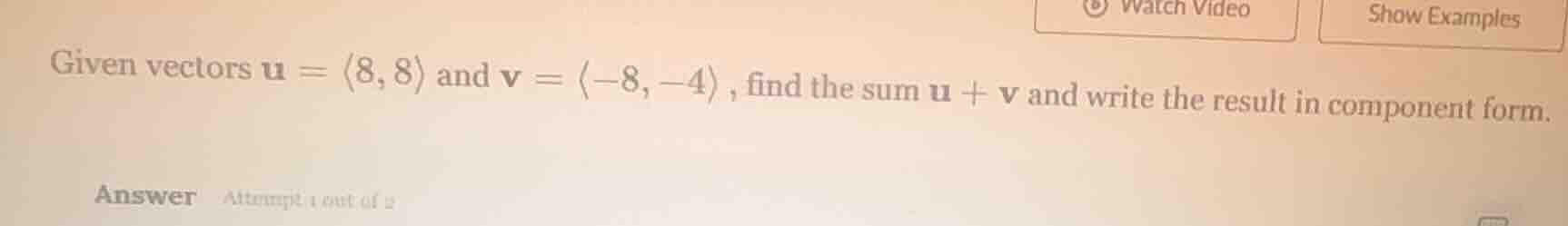 given vectors \\( \\mathbf{u} = \\langle 8, 8 \ angle \\) and \\( \\mat…