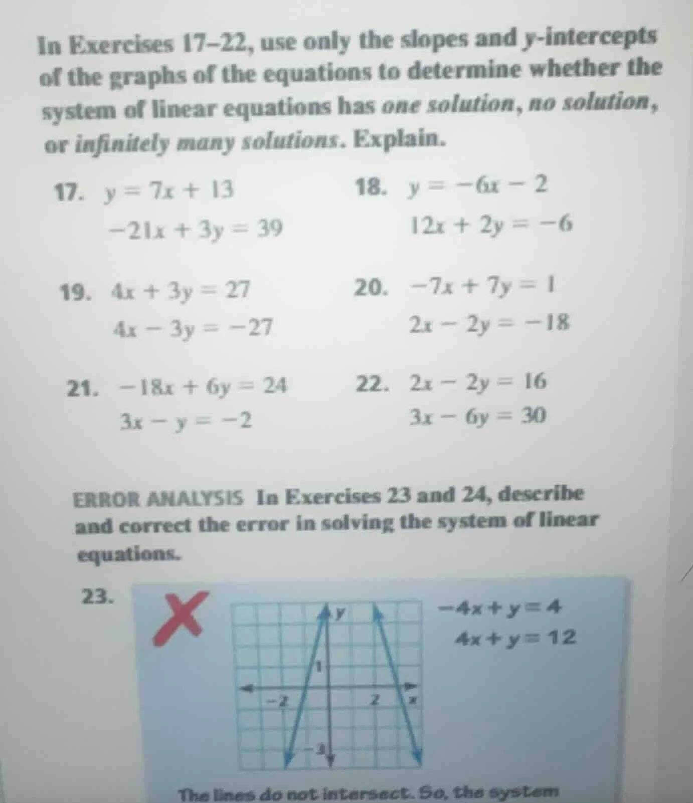 in exercises 17–22, use only the slopes and y-intercepts of the graphs …