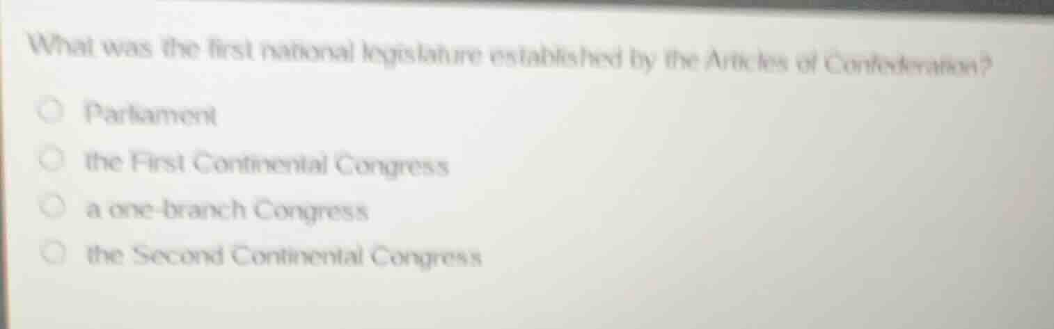 what was the first national legislature established by the articles of …
