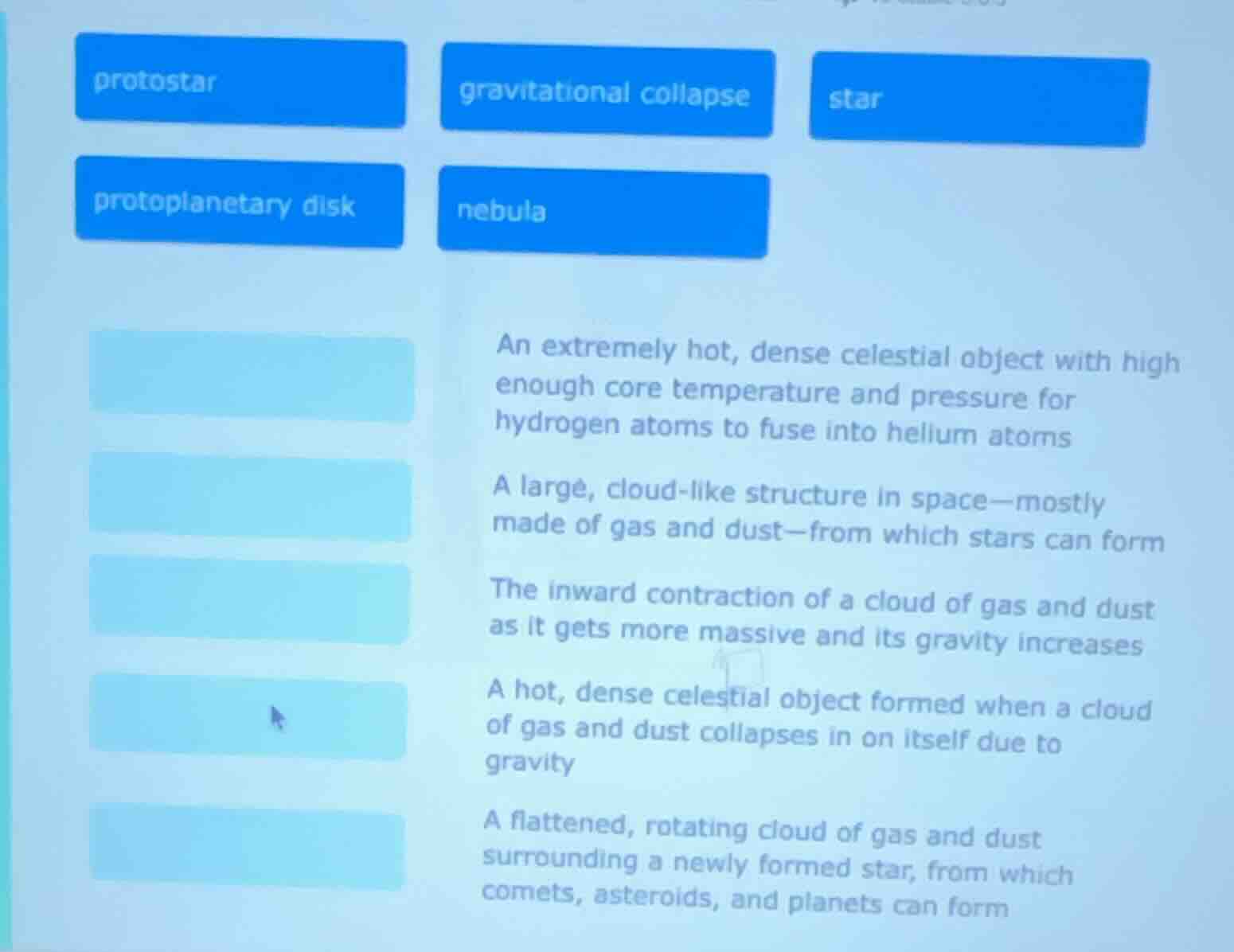 protostar gravitational collapse star protoplanetary disk nebula an ext…