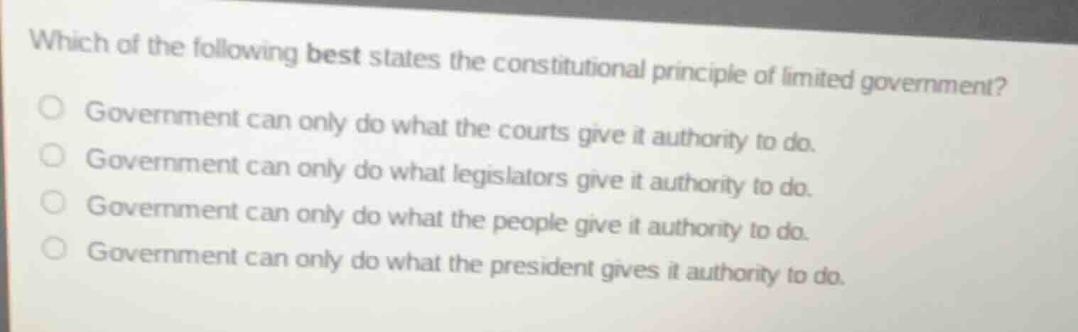 which of the following best states the constitutional principle of limi…