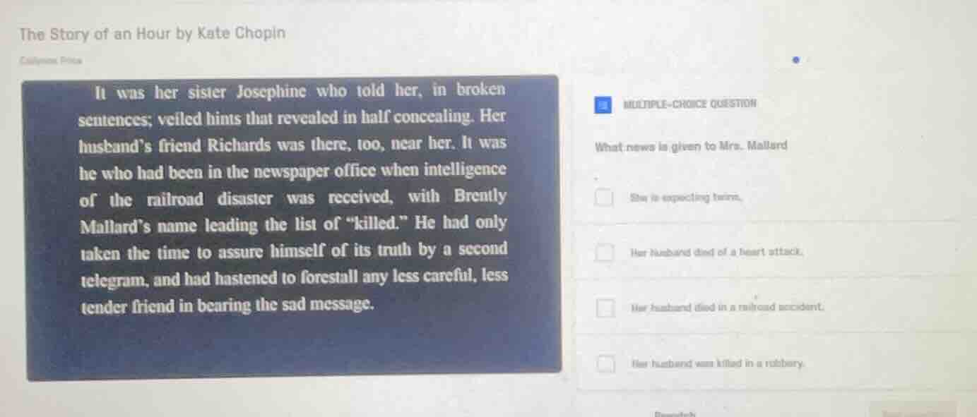 the story of an hour by kate chopin it was her sister josephine who tol…