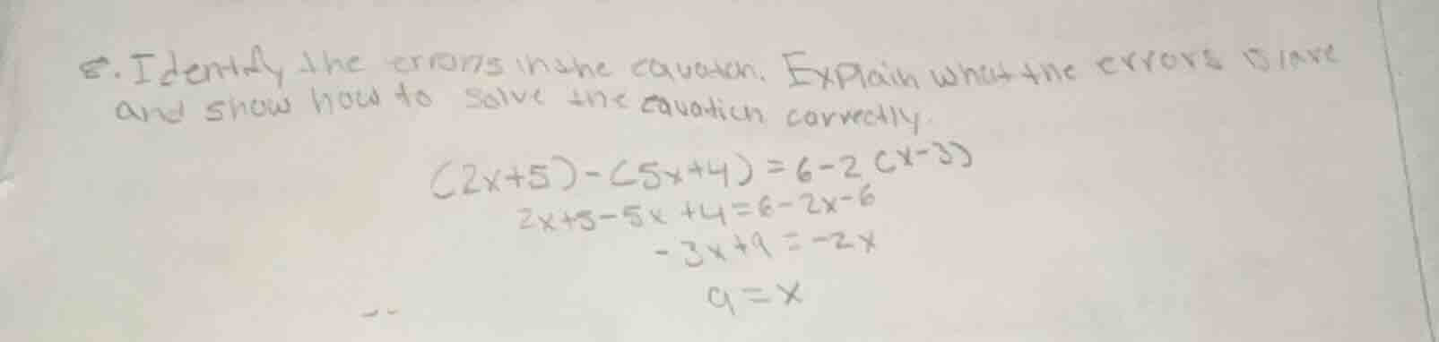 8. identify the errors in the equation. explain what the errors is/are …