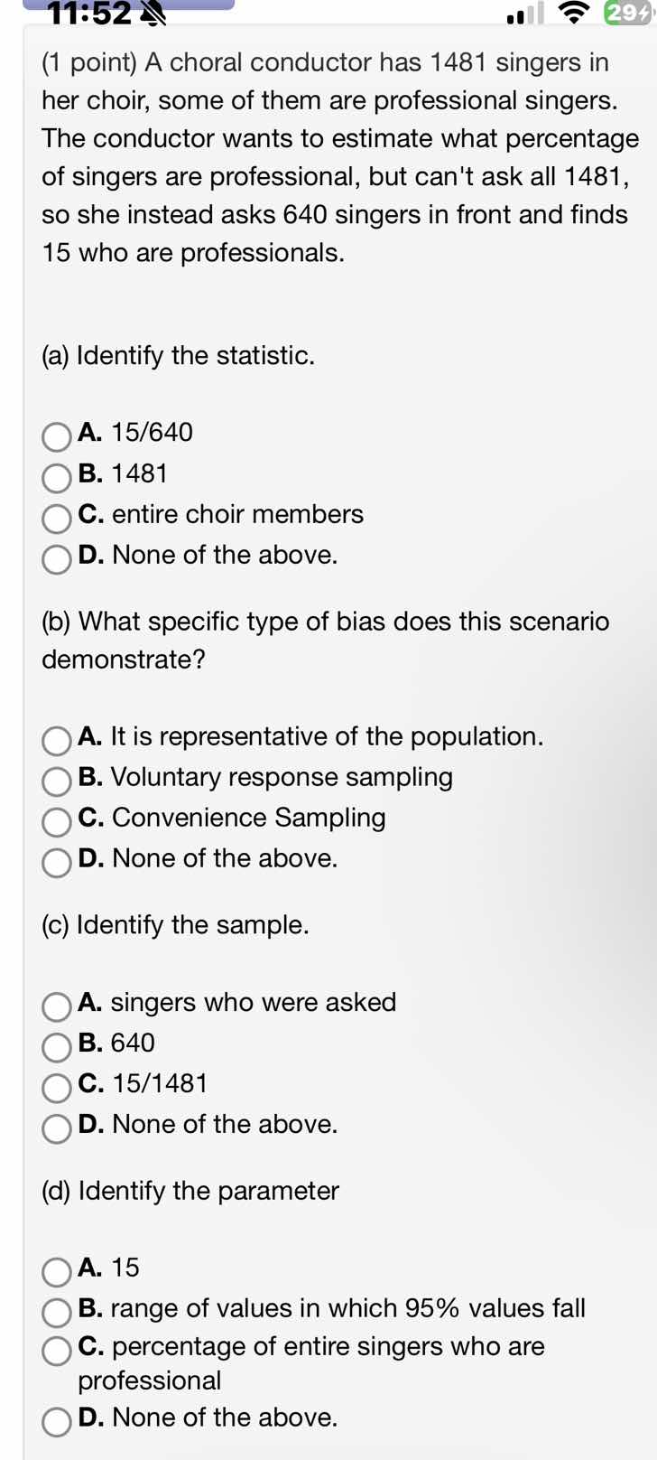 (1 point) a choral conductor has 1481 singers in her choir, some of the…