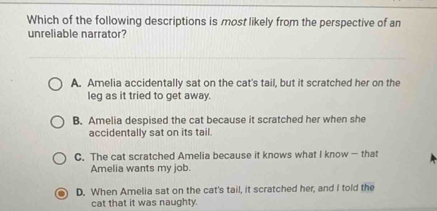 which of the following descriptions is most likely from the perspective…