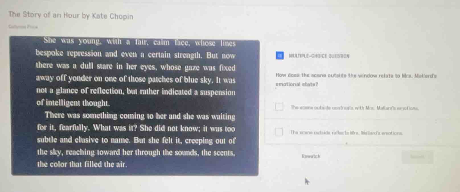 the story of an hour by kate chopin she was young, with a fair, calm fa…