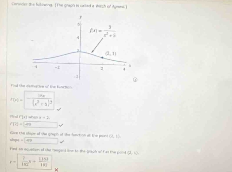 consider the following. (the graph is called a witch of agnesi.) find t…