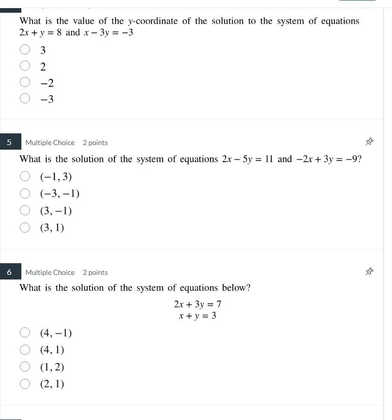 what is the value of the y - coordinate of the solution to the system o…