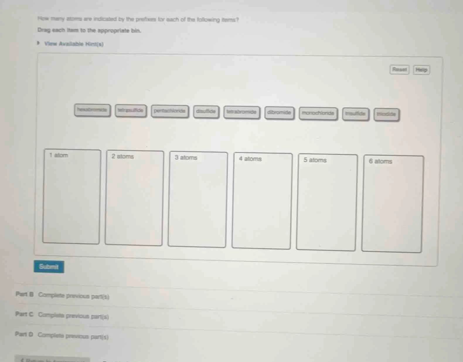 how many atoms are indicated by the prefixes for each of the following …