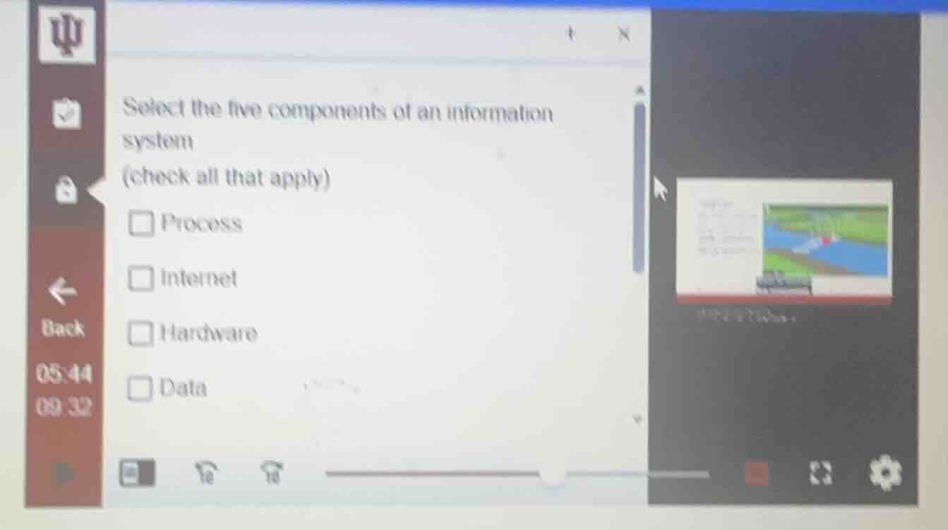 select the five components of an information system (check all that app…