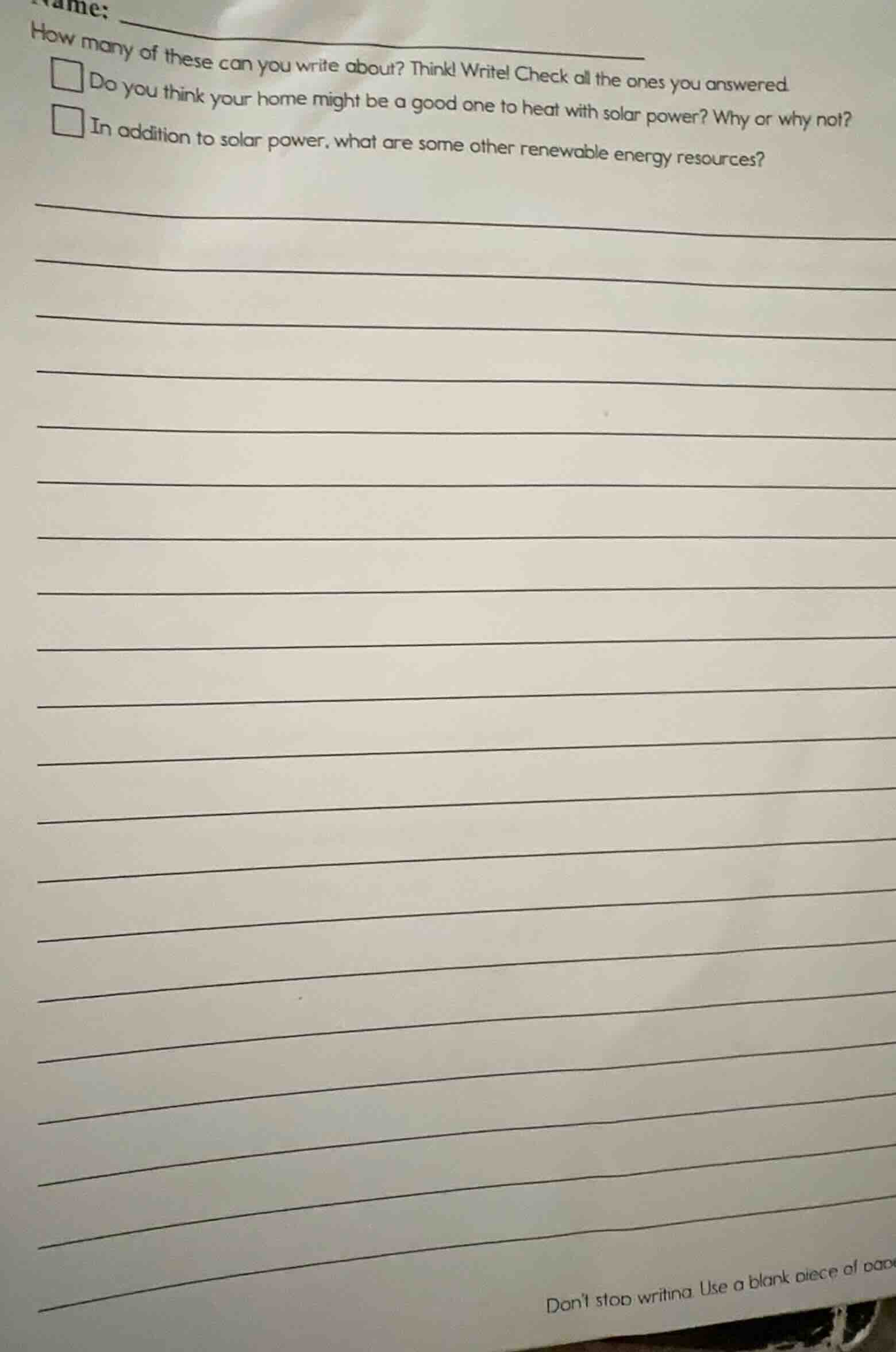 how many of these can you write about? think! write! check all the ones…