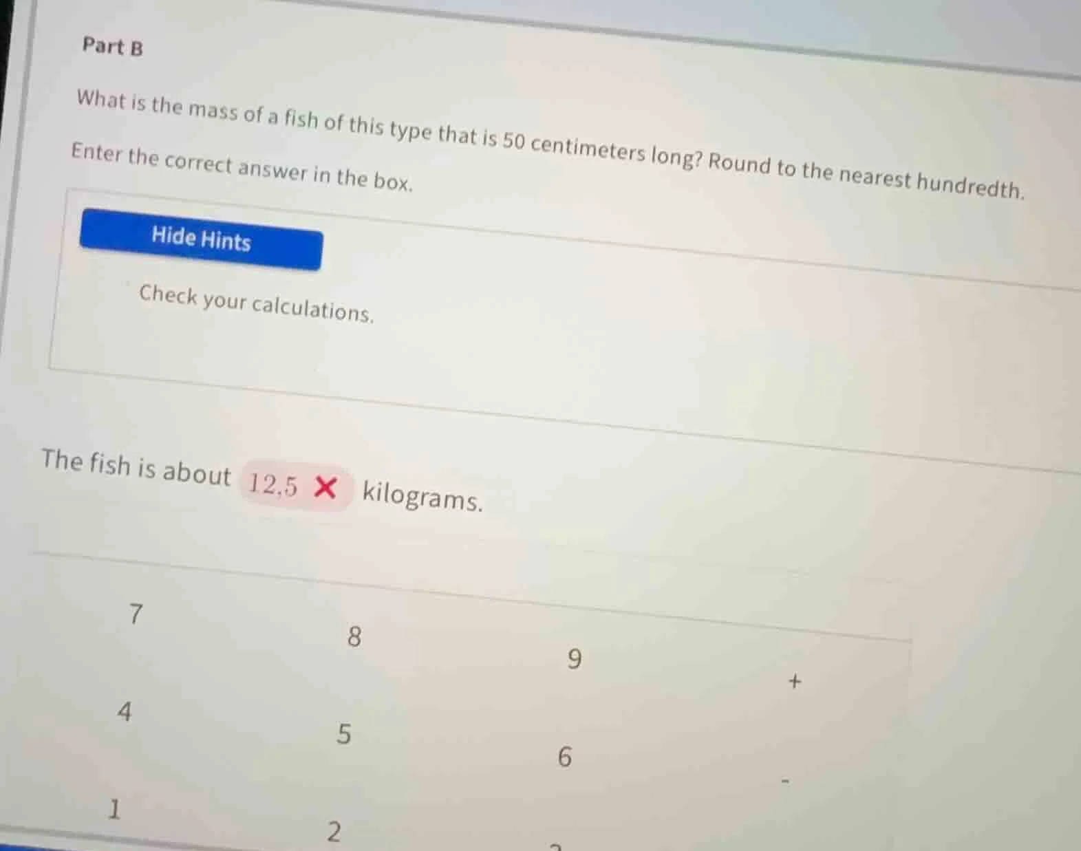 part b what is the mass of a fish of this type that is 50 centimeters l…