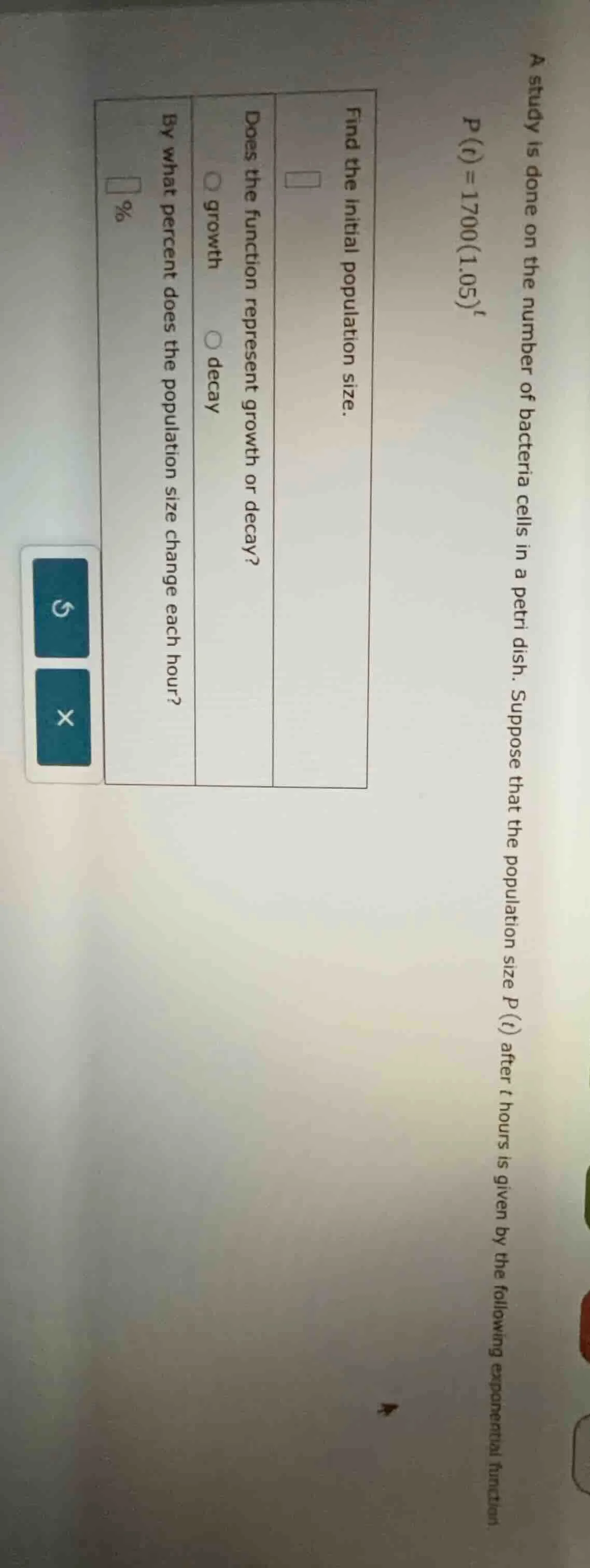 a study is done on the number of bacteria cells in a petri dish. suppos…
