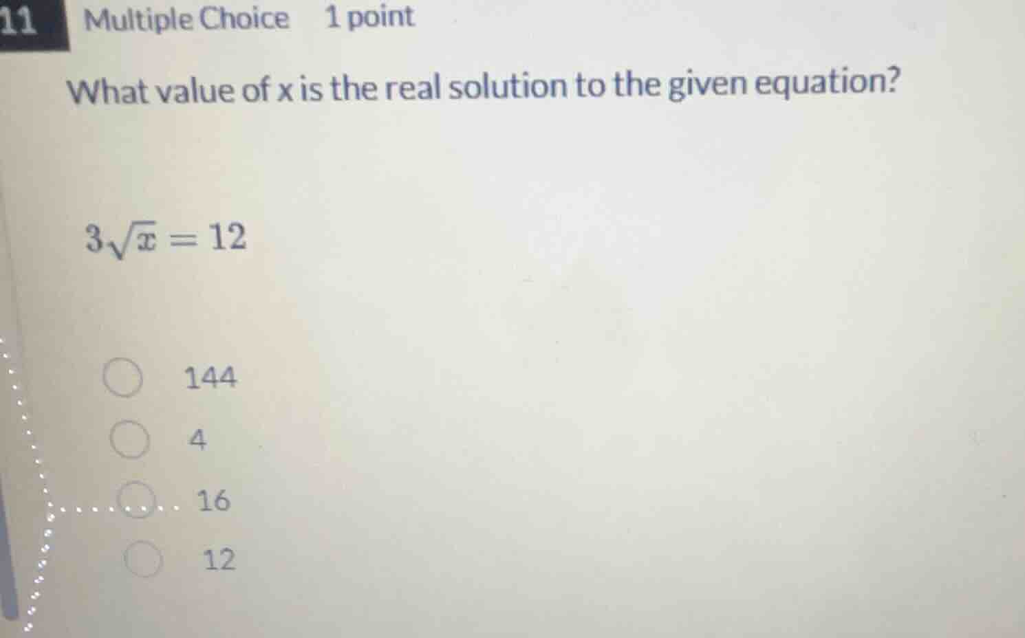 11 multiple choice 1 point what value of x is the real solution to the …