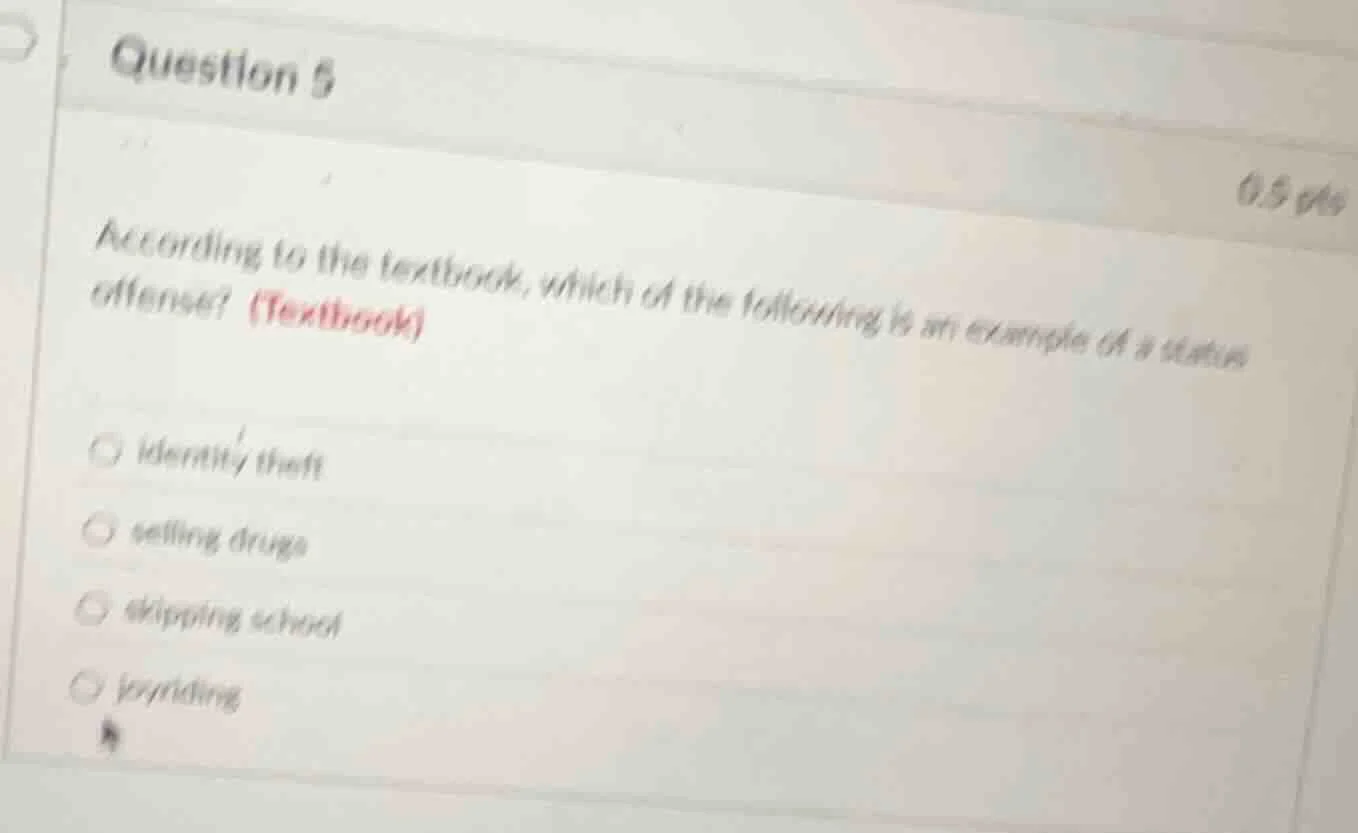 question 5 0.5 pts according to the textbook, which of the following is…