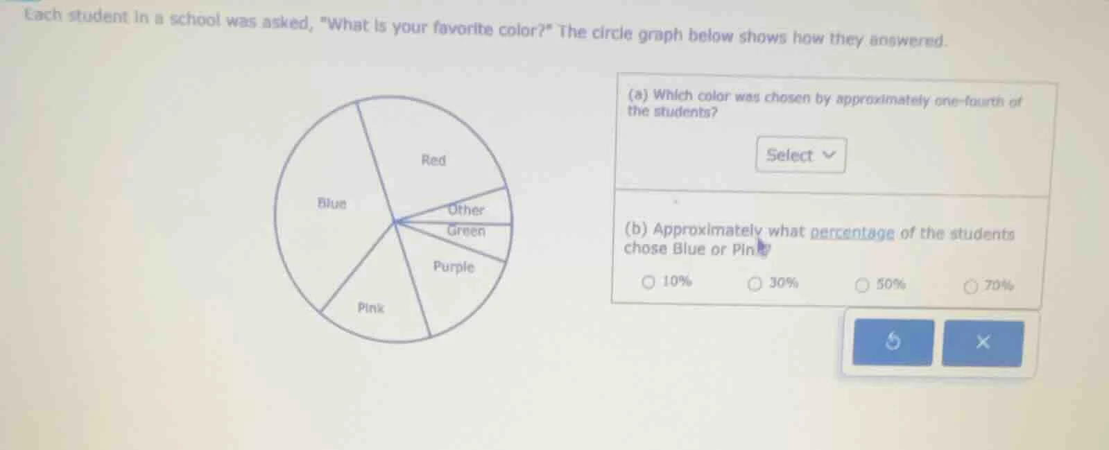 each student in a school was asked, \what is your favorite color?\ the …