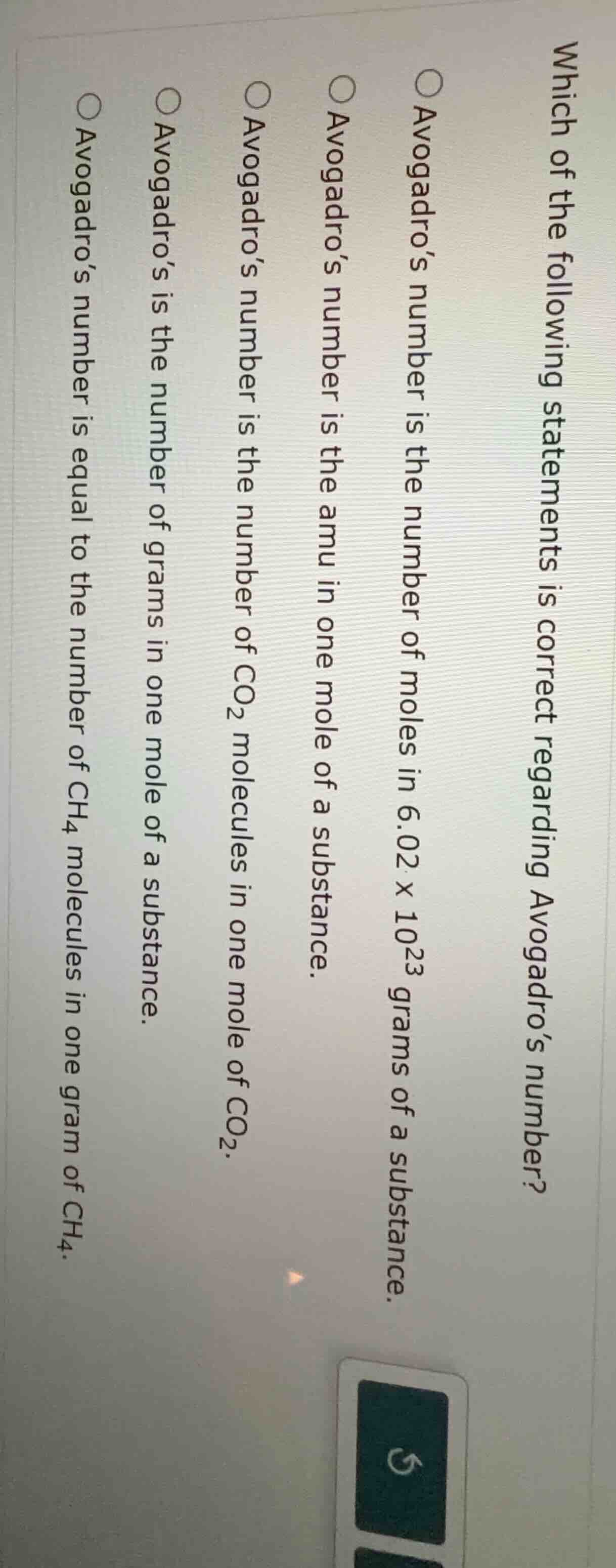 which of the following statements is correct regarding avogadro’s numbe…