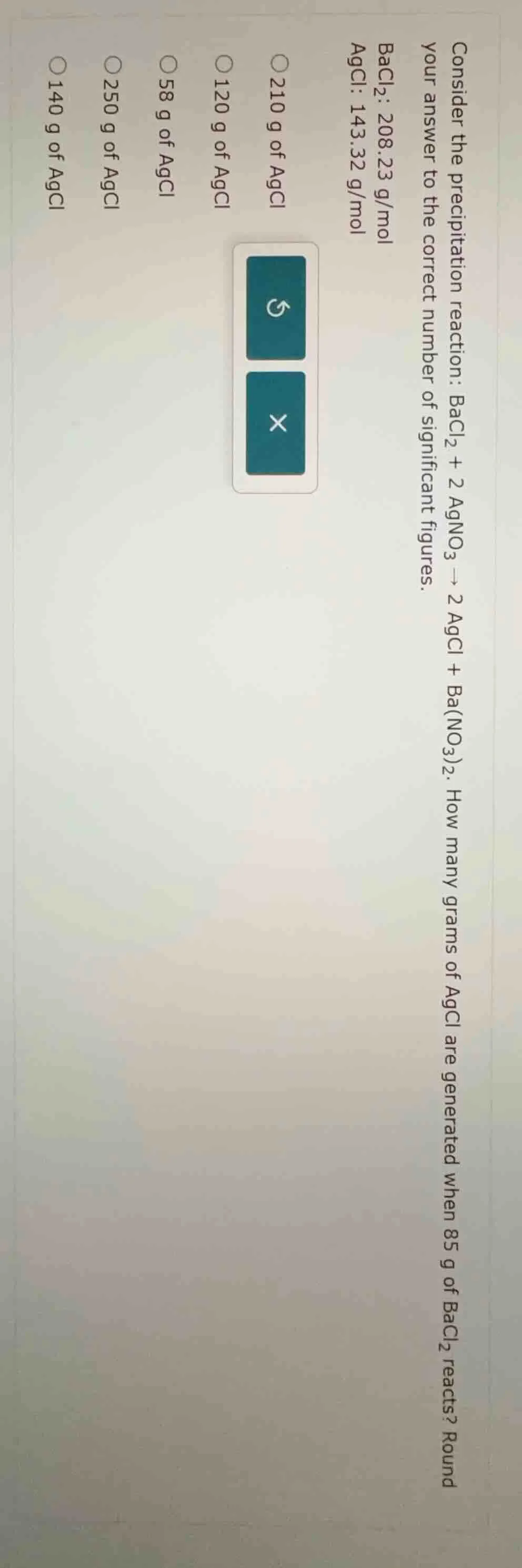 consider the precipitation reaction: bacl₂ + 2 agno₃ → 2 agcl + ba(no₃)…